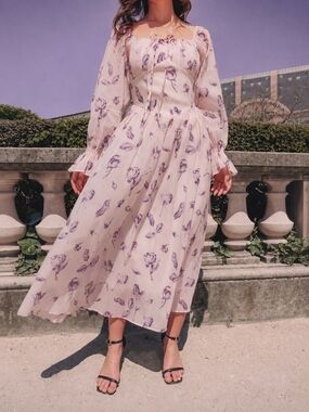 Lichi Romantic Floral Corset Midi Dress Size S